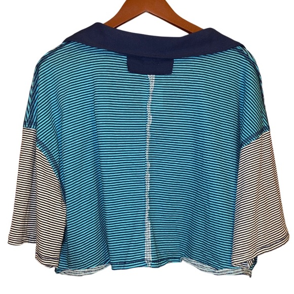 NWT Free People On A Boat Boxy Stripe Crop Polo - Size XL - Picture 7 of 10